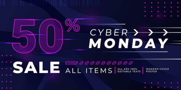 Cyber monday sale banner template with glowing pink dots Premium Vector