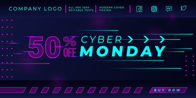 Cyber monday sale banner template with glowing pink dots Premium Vector