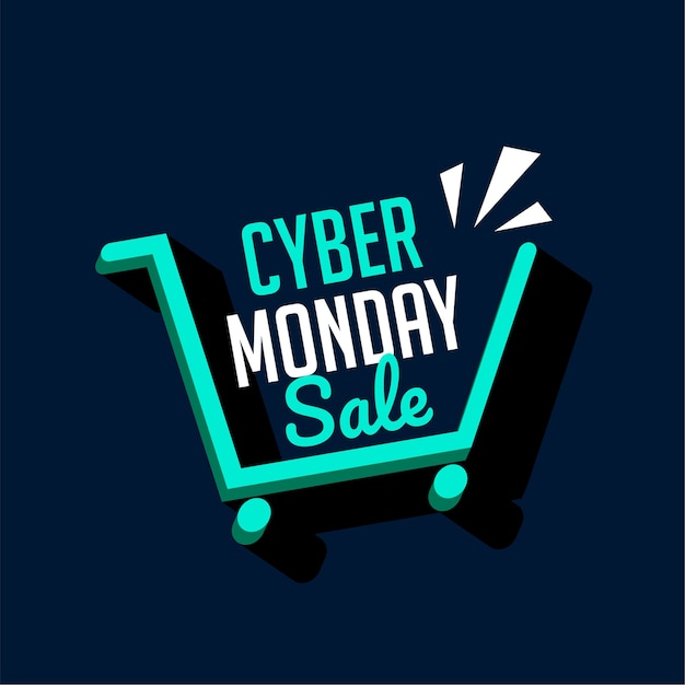 Free Vector Cyber monday sale shopping cart tech banner