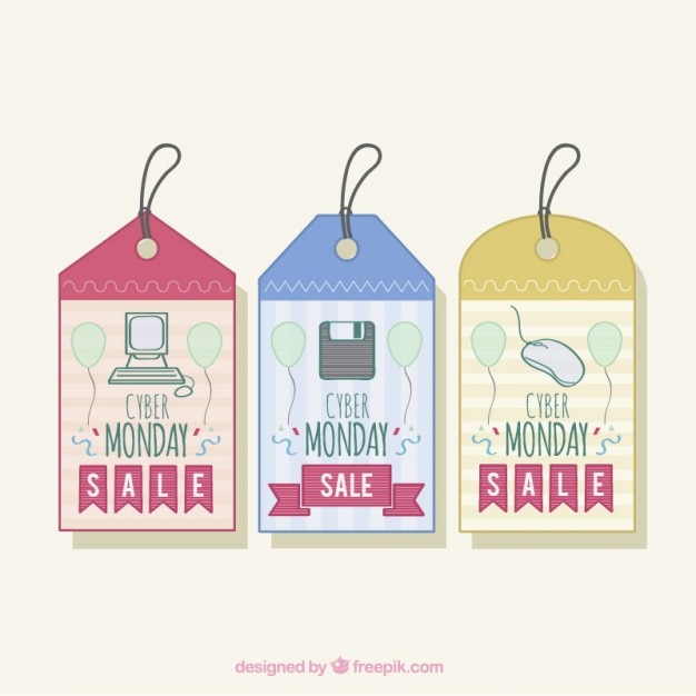 Download Cyber monday tags pack Vector | Free Download