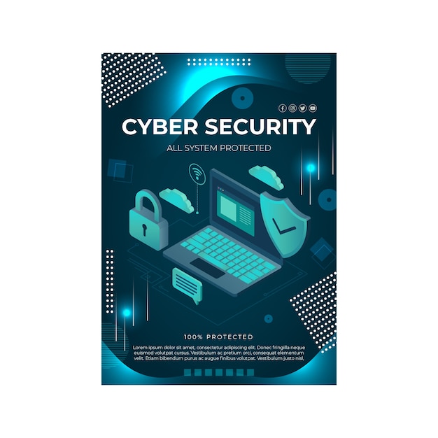 Free Vector Cyber Security Flyer Template 2001