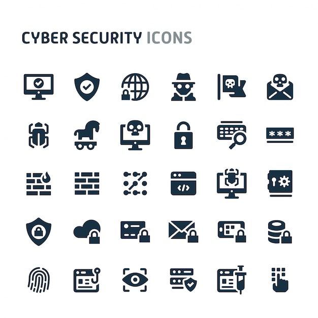 Cyber security icon set. fillio black icon series. Vector | Premium ...