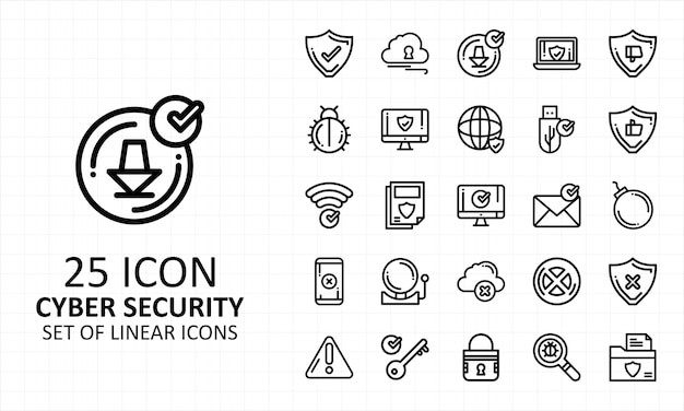 Premium Vector Cyber Security Icon Set Pixel Perfect