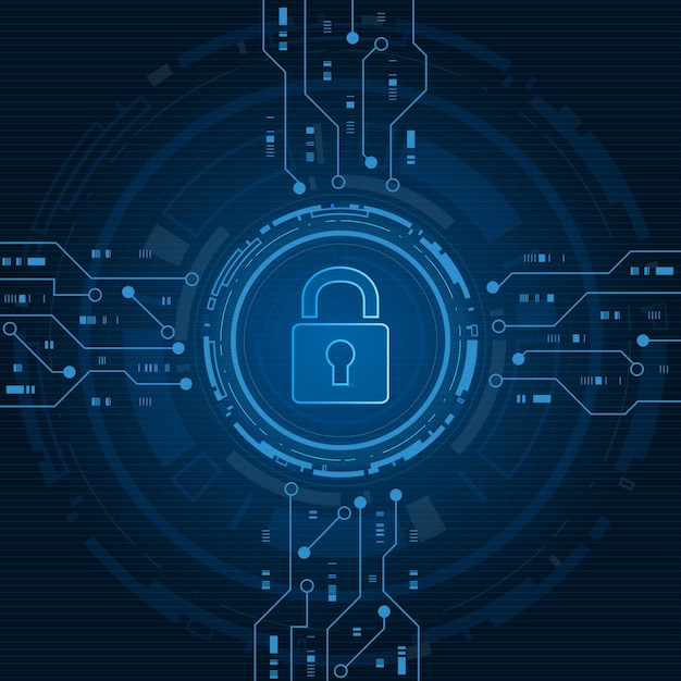 サイバーセキュリティ技術の概念 盾と鍵穴のアイコン 個人データ イラスト プレミアムベクター