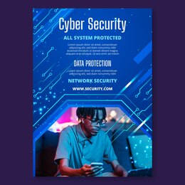 Free Vector Cyber Security Vertical Flyer Template