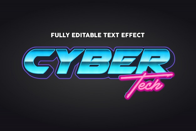 Premium Vector | Cyber tech text typography style effect