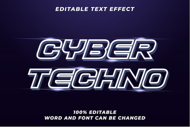 Cyber techno text  style effect Premium Vector