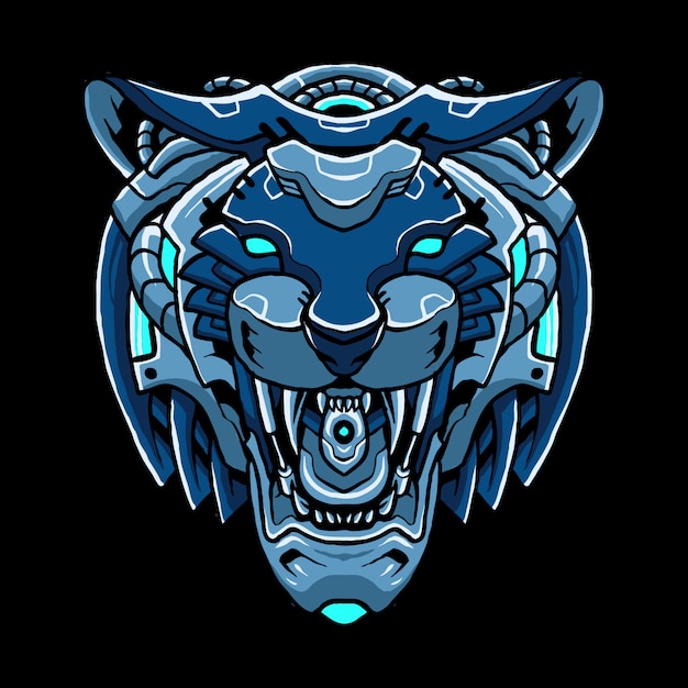 Premium Vector | Cyber tiger head illustration