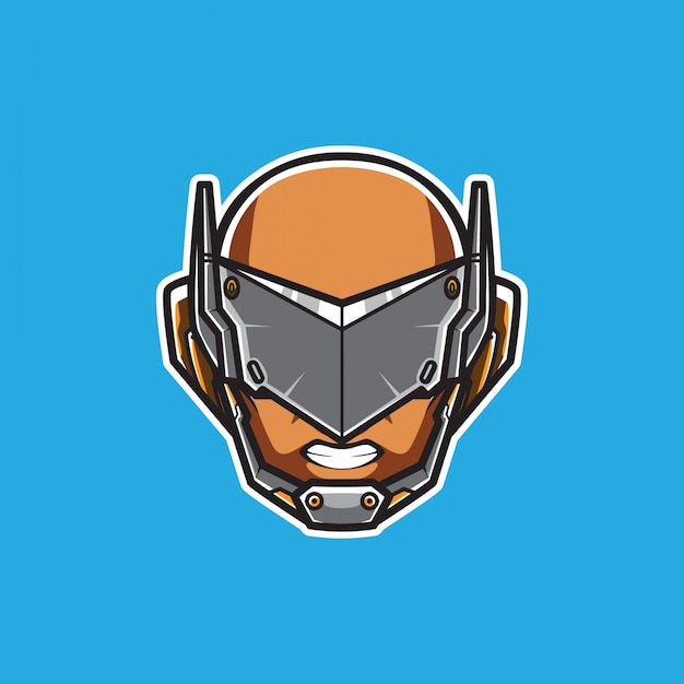 Premium Vector | Cyberpunk head logo, humanoid robot, template