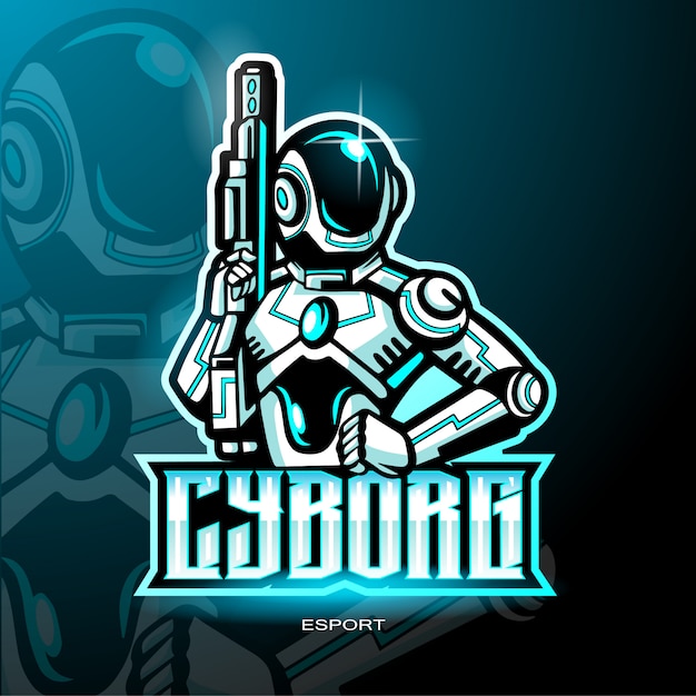 Cyborg Girl Mascot For Gaming Logo Premium Vector