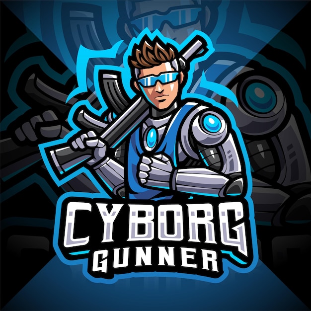 Premium Vector | Cyborg gunners esport mascot logo design