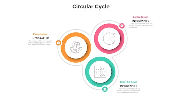 Premium Vector | Cyclical diagram with 3 paper white circular elements ...