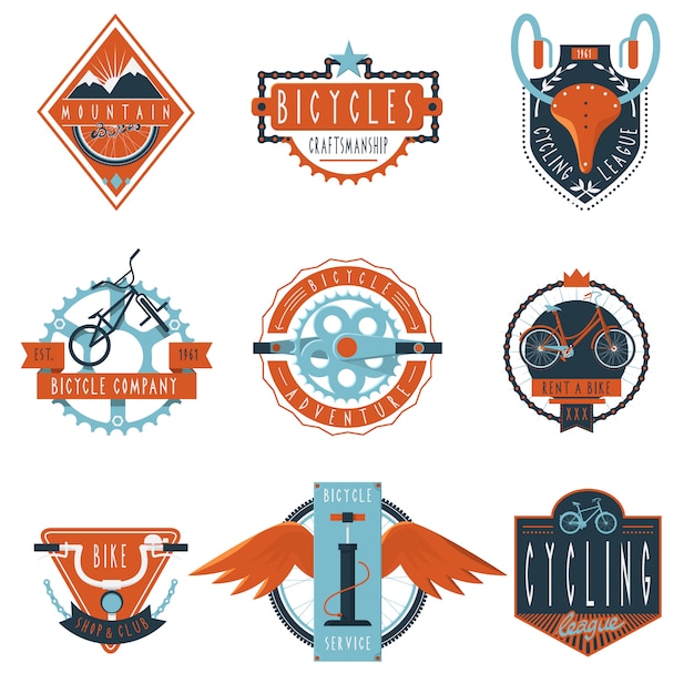 Cycling club labels emblems set Vector | Free Download