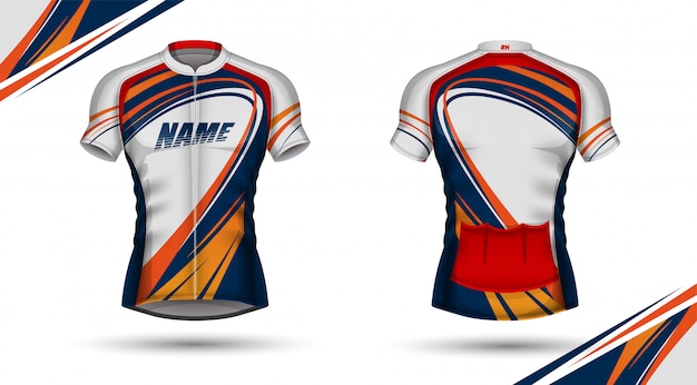  Cycling  jersey  front and back Premium Vector 