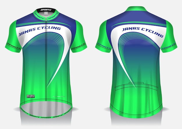 Download Premium Vector | Cycling jersey green template, uniform, front and back view t shirt