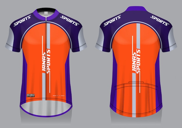Download Cycling jersey template, uniform, front and back view t shirt | Premium Vector
