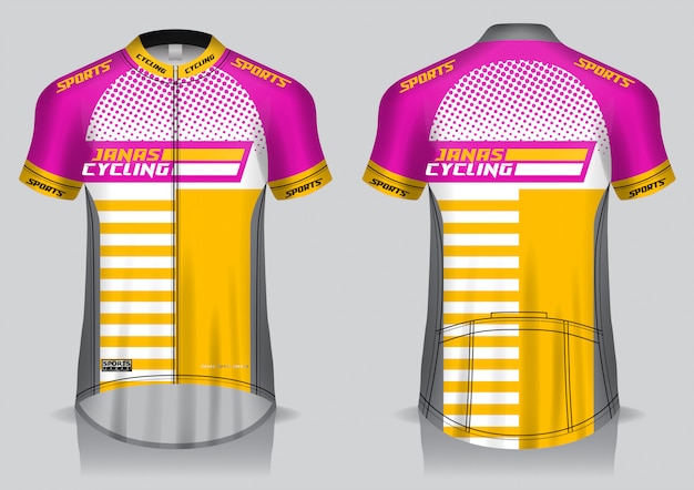 Premium Vector | Cycling jersey template, uniform, front and back view t shirt