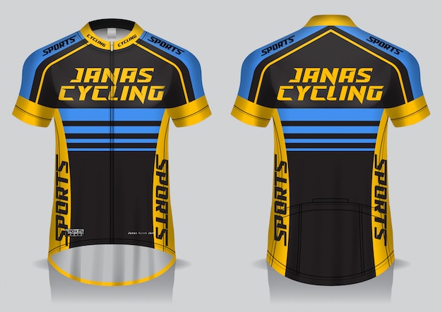Premium Vector | Cycling jersey template, uniform, front and back view t shirt