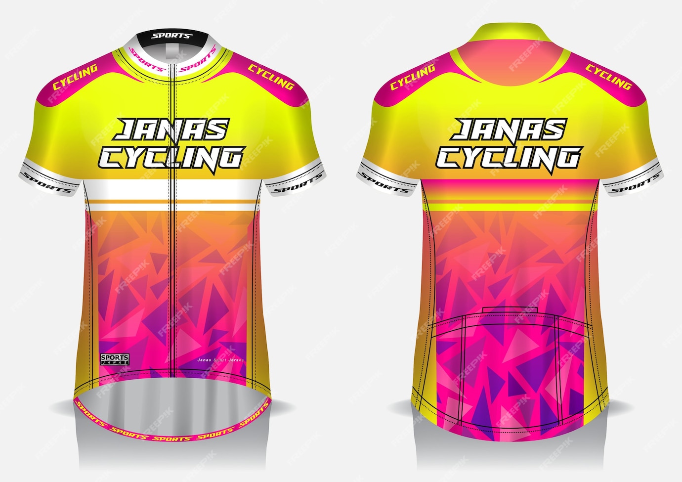 Premium Vector Cycling jersey template, uniform, front and back view