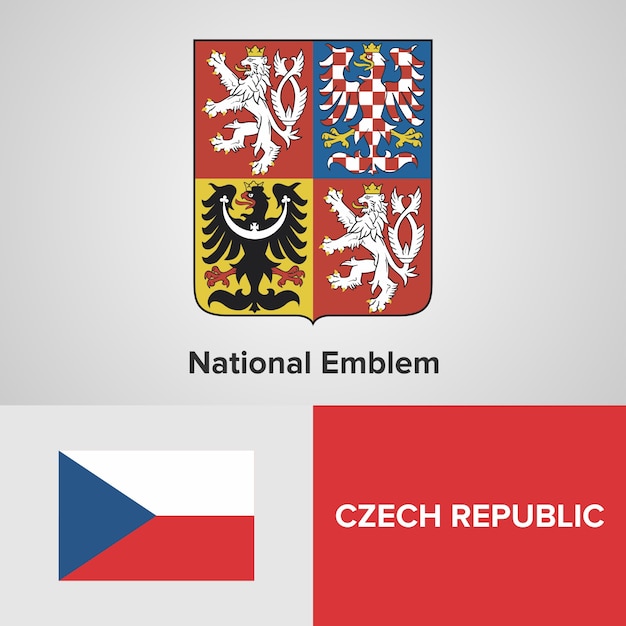 Download Czech republic national emblem and flag | Premium Vector