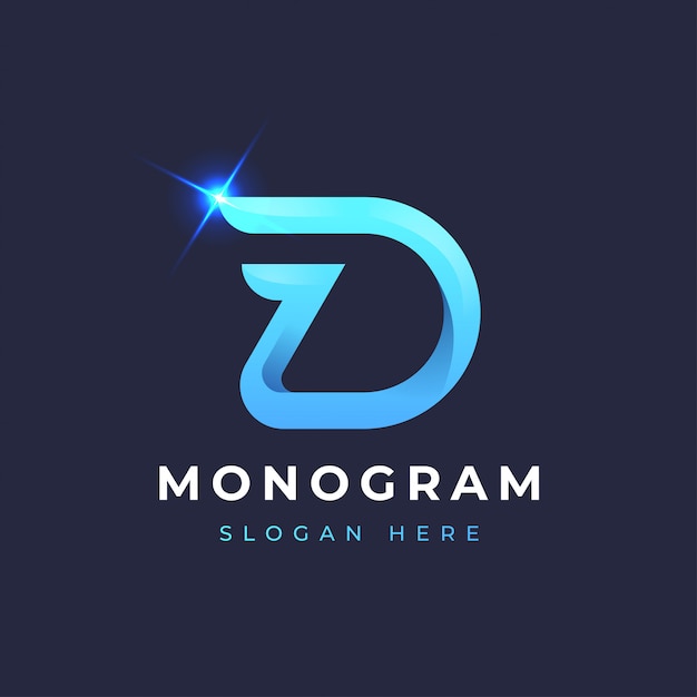 Download D blue monogram logo design | Premium Vector