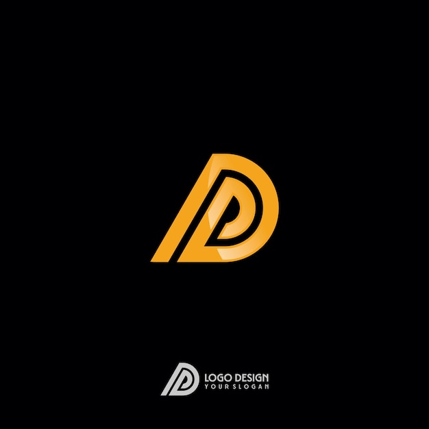 D letter gold monogram logo design Premium Vector