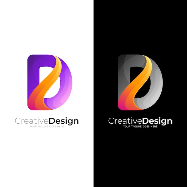 Premium Vector | D logo template, 3d colorful design