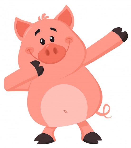 プレミアムベクター 軽く豚の漫画のキャラクター