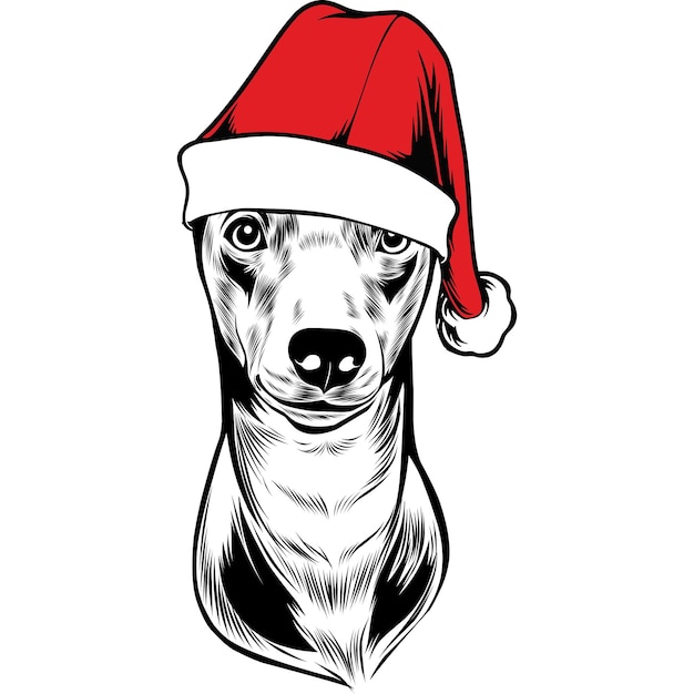 Premium Vector | Dachshund dog in santa hat for christmas