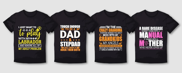 Download Premium Vector Dad Grandma Mother And Dog Typography T Shirt Design Bundle