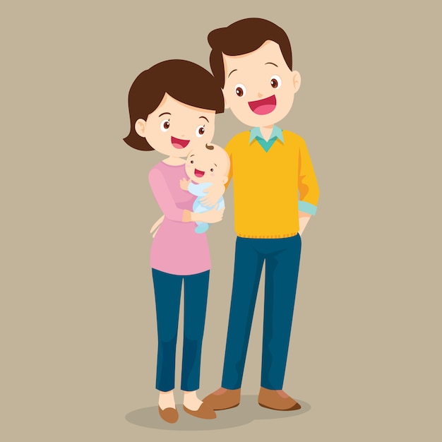 Premium Vector | Dad and mom with cute baby