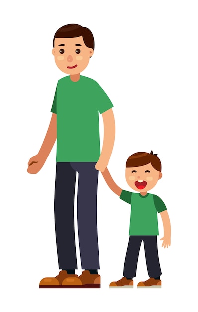 Download Premium Vector | Dad and son walking together