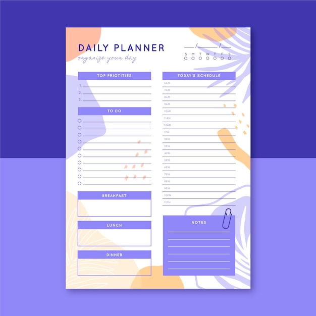 Download Daily planner template | Free Vector