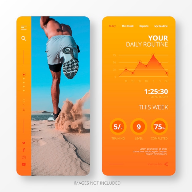 Daily routine app template for mobile screen Free Vector