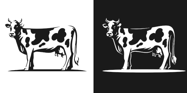 Download Premium Vector | Dairy cow with horns silhouette