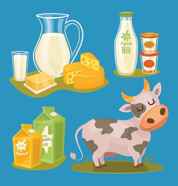 Premium Vector | Dairy products isolated