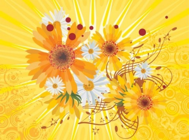 Daisies bouquet on bright yellow
background