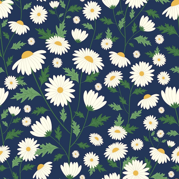 Premium Vector | Daisy flowers seamless pattern