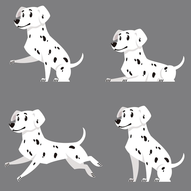 Premium Vector | Dalmatian in different poses. beautiful pet in cartoon ...