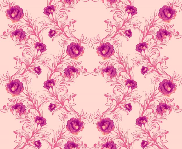 Download Damask pattern with rose flowers handmade ornament decor ...