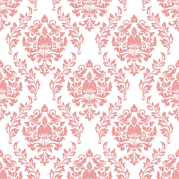 Damask seamless pattern background. classical luxury old fashioned damask ornament Free Vector