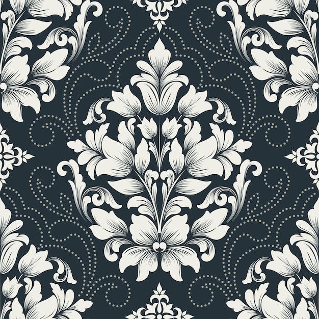 Free Vector Damask Seamless Pattern