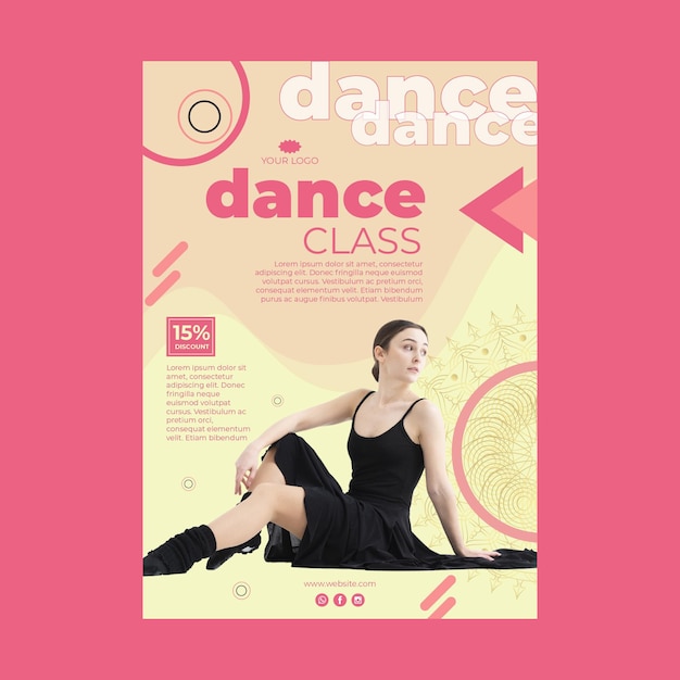 Free Vector | Dance class poster template with photo