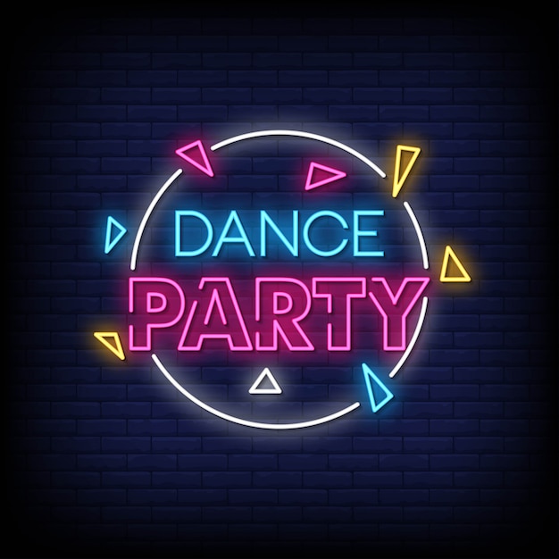 Premium Vector | Dance party neon signs style text vector