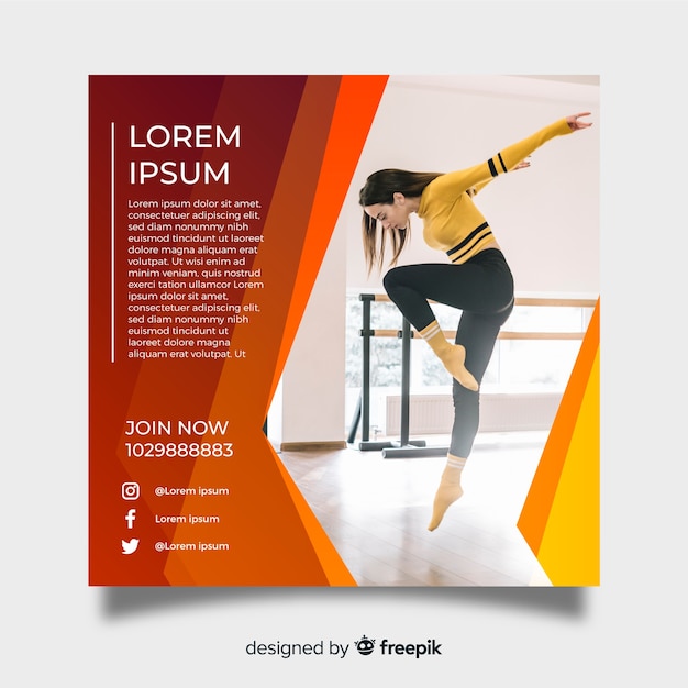 Dance poster template with photo Free Vector