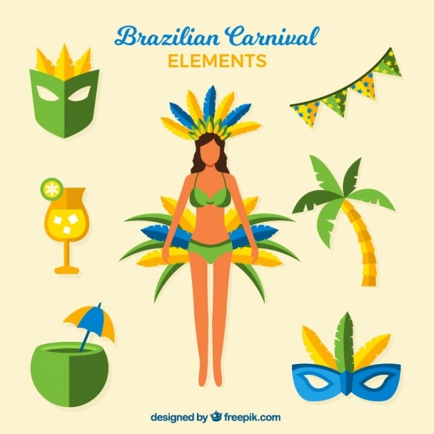 Dancer and brazil carnival elements
