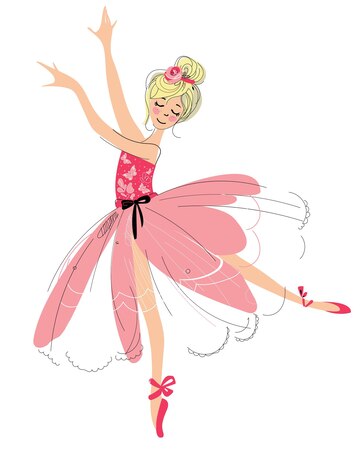 Premium Vector | Dancing ballerina in pink dress