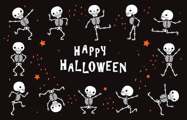 Premium Vector Dancing Skeletons Funny White Human Bones In Dance Halloween Vector Black Poster In Horror Style Dancing girls silhouettes free vector. https www freepik com profile preagreement getstarted 11636670