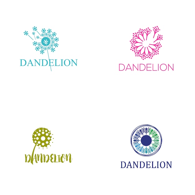 Dandelion logo Premium Vector