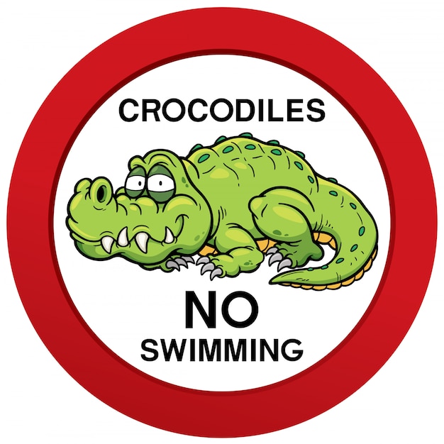 Premium Vector | Danger crocodiles no swimming sign